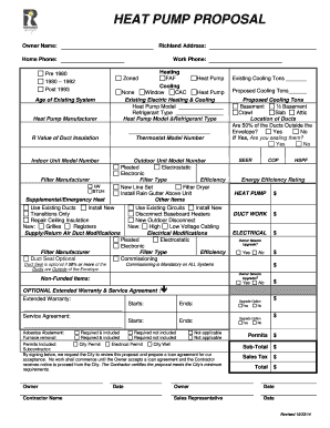 Heat Pump Proposal Form
