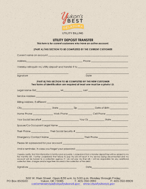 Utility Deposit Transfer Form