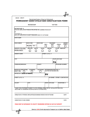Pennsylvania Dog Microchip/Tattoo Verification Form
