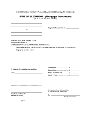 Writ of Execution Mortgage Foreclosure