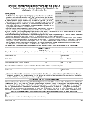 Oregon Enterprise Zone Property Schedule