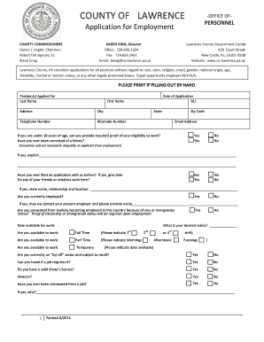 Lawrence County Employment Application Form