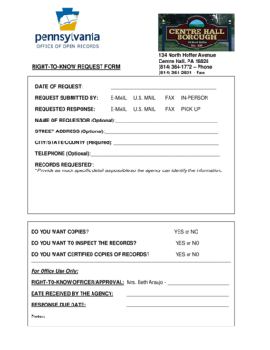 Pennsylvania Right-to-Know Request Form