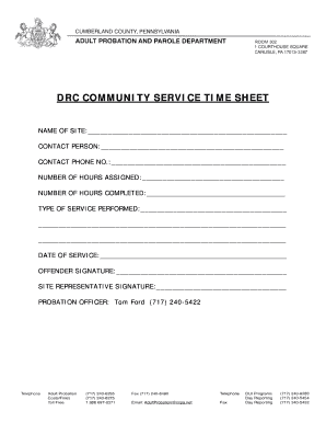 DRC Community Service Time Sheet