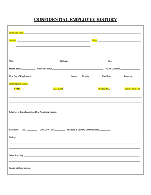 Confidential Employee History Form
