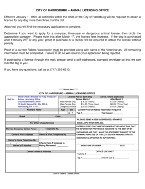 City of Harrisburg Dog License Application