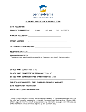 Standard Right-to-Know Request Form