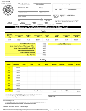 State Employee Travel Reimbursement Request