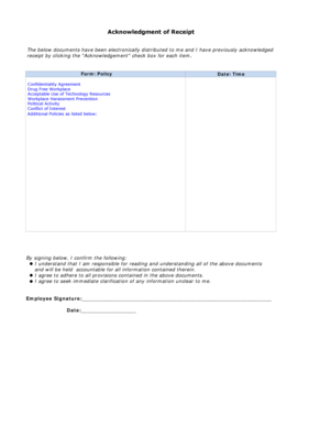Employee Policy Acknowledgment Form