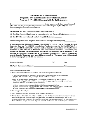 Authorization to Use Unused Sick Leave