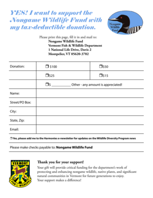 Nongame Wildlife Fund Donation Form
