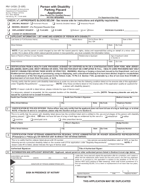 Pennsylvania Disability Parking Placard Application