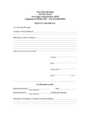 New Hope Borough Service Request Form