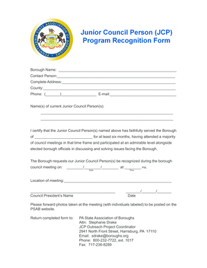 Program Recognition Form - boroughs