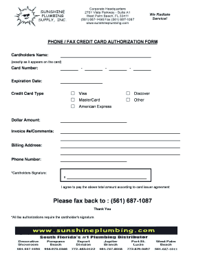 Credit Card Authorization Form