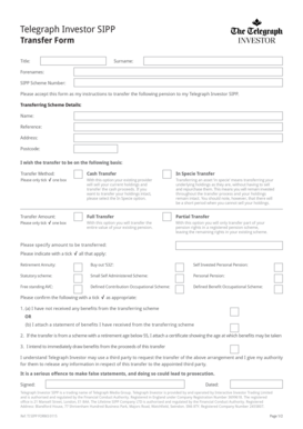 Telegraph Investor SIPP Transfer Form