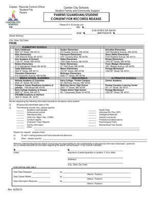 Parent Consent for Records Release