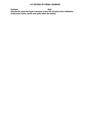 Employee Verbal Warning Record