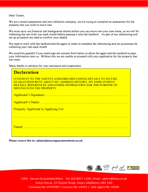 Tenant Consent Form for Rent Collection