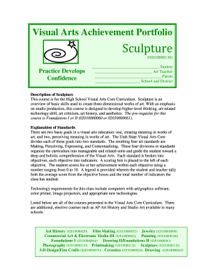 Sculpture Student Achievement Portfolio