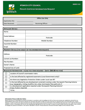 Private Certifier Information Request