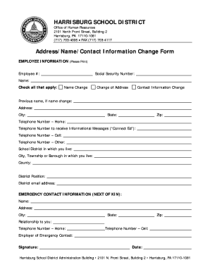 Harrisburg School District Address Change Form