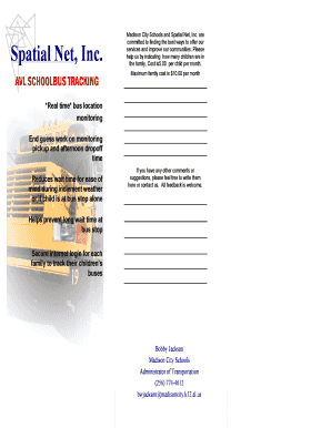 AVL School Bus Tracking Subscription Form