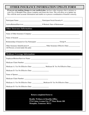 Other Insurance Information Update Form