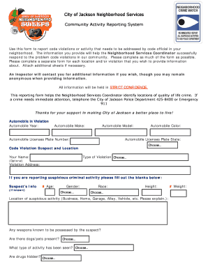 City of Jackson Code Violation Report