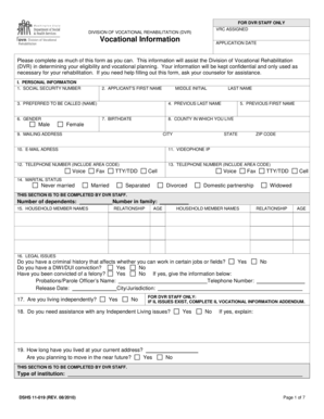 Vocational Rehabilitation Application Form