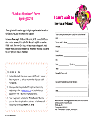 Girl Scouts Add-a-Member Form