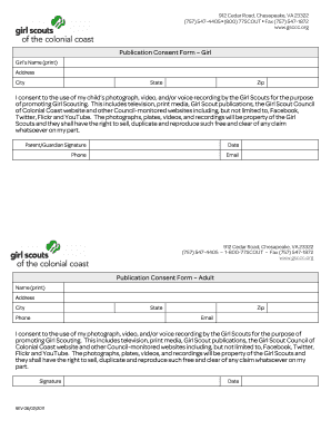 Publication Consent Form - Girl Scouts