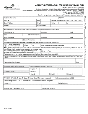 Girl Scout Activity Registration Form