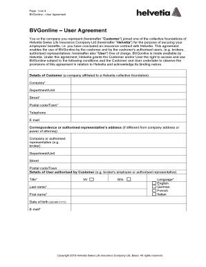 BVGonline User Agreement