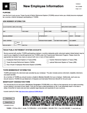 Texas County & District Retirement System New Employee Form