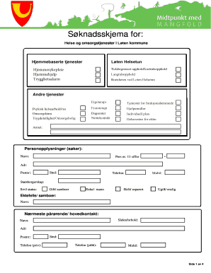 Norwegian Healthcare and Care Services Application Form