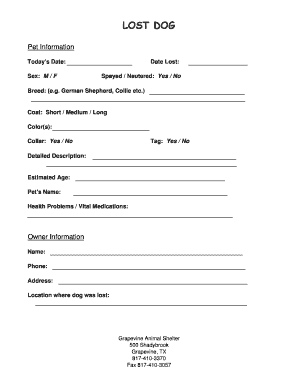 Lost Dog Report Form