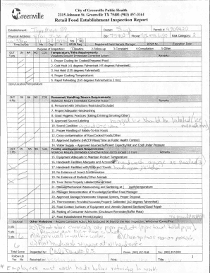 Retail Food Establishment Inspection Report
