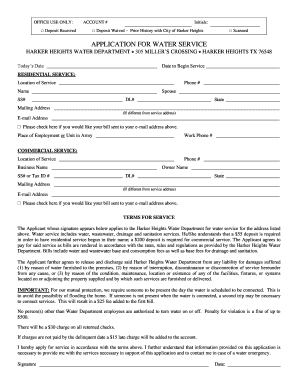 Application for Water Service