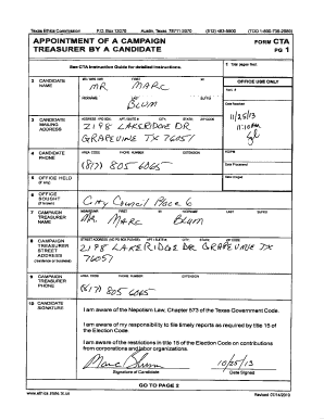 Texas Campaign Treasurer Appointment Form