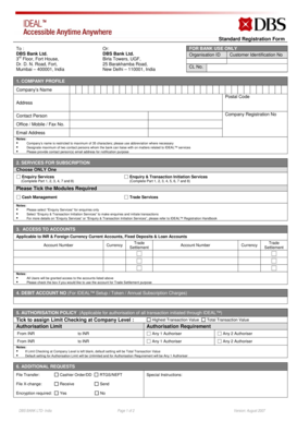 DBS Bank Standard Registration Form