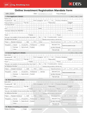 Online Investment Registration Mandate Form