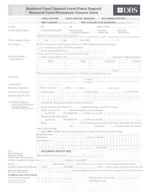 DBS Bank Fixed Deposit Form