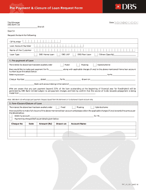 Pre-Payment & Closure of Loan Request Form