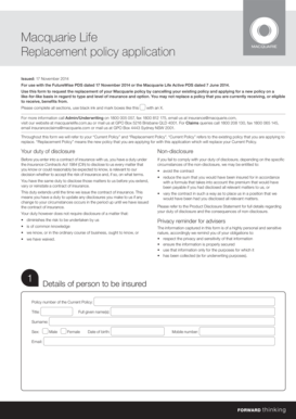 Macquarie Life Replacement Policy Application