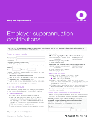Macquarie Superannuation Employer Contribution Form