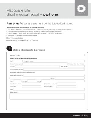 Macquarie Life Insurance Medical Report
