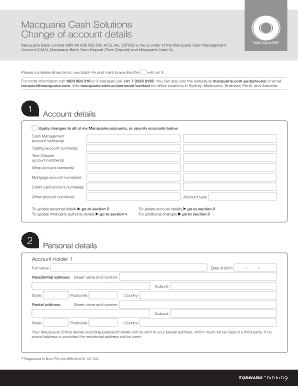 Macquarie Cash Solutions Change of Account Details