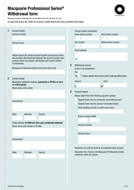 Macquarie Professional Series Withdrawal Form