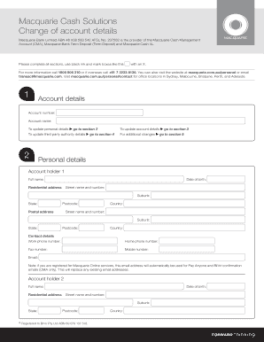 Macquarie Cash Solutions Account Details Change Form